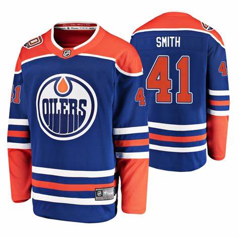 Men's Edmonton Oilers #41 Mike Smith adidas Royal Alternate Jersey